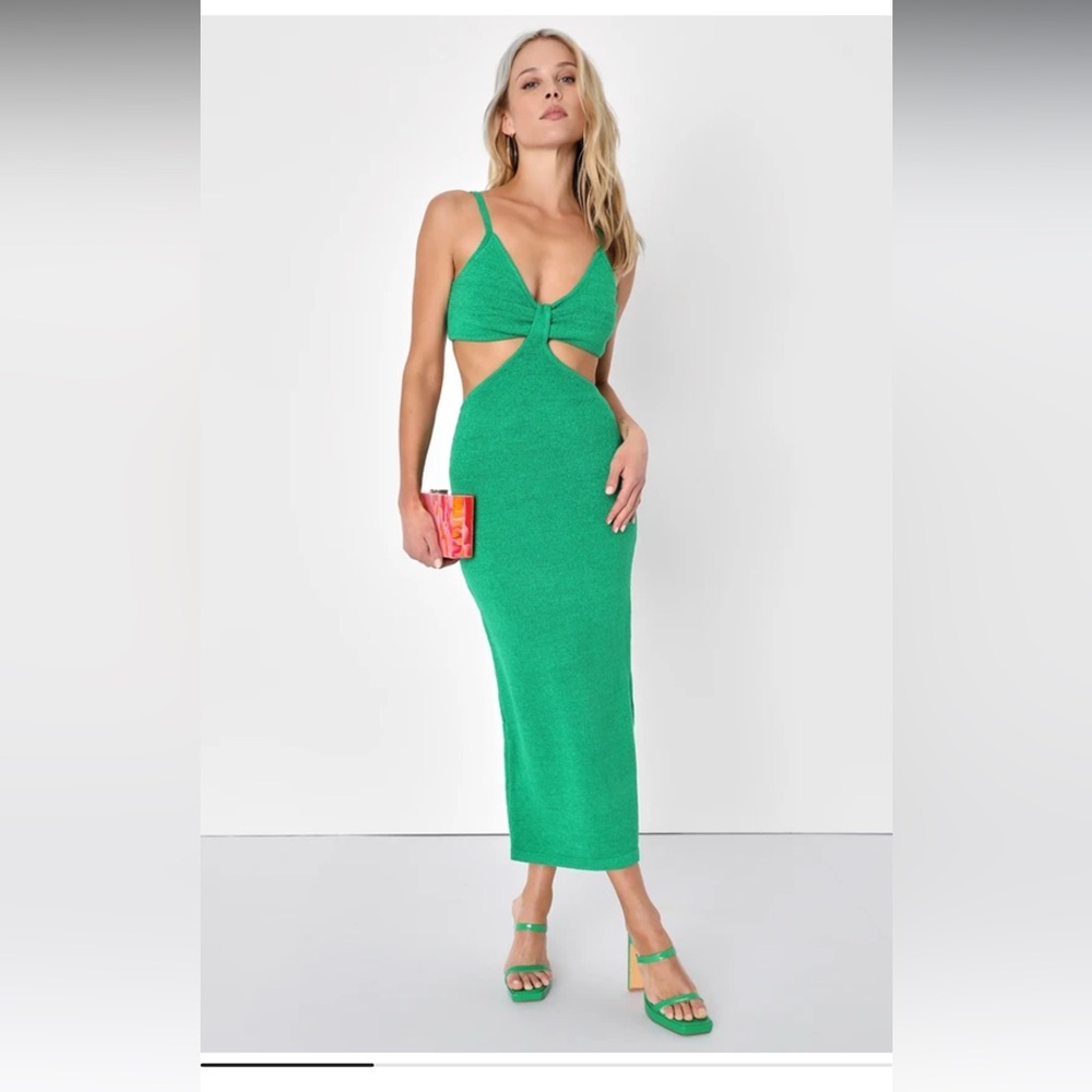 Babe Attire Green Sleeveless Cutout Midi Dress